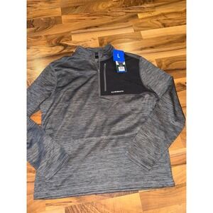 G.H. Bass & Co. Mixed Media 1/4 Zip Pullover Mens L Grey Black NEW‎ Fleece Lined